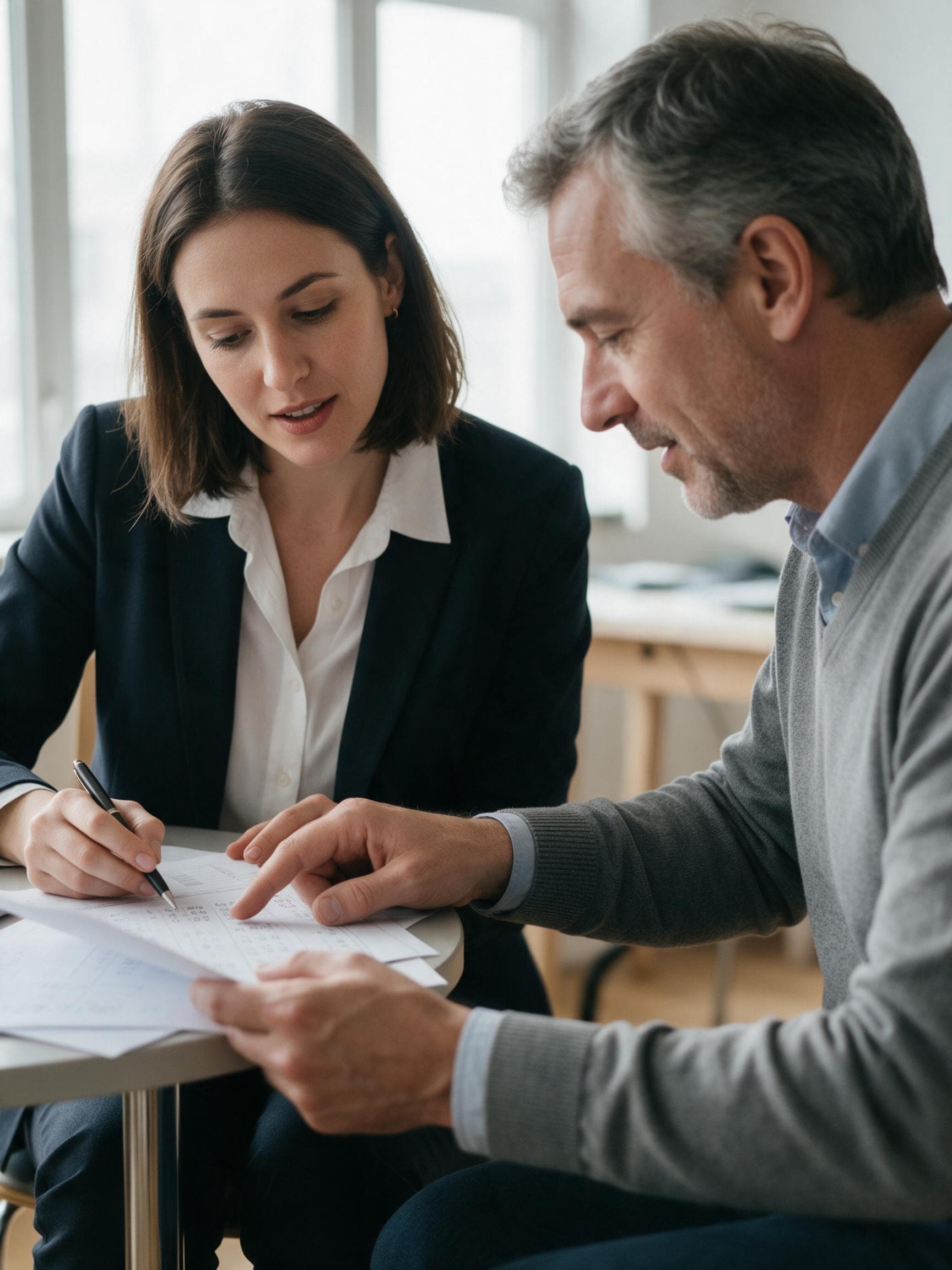 An accountant reviewing figures with a colleague