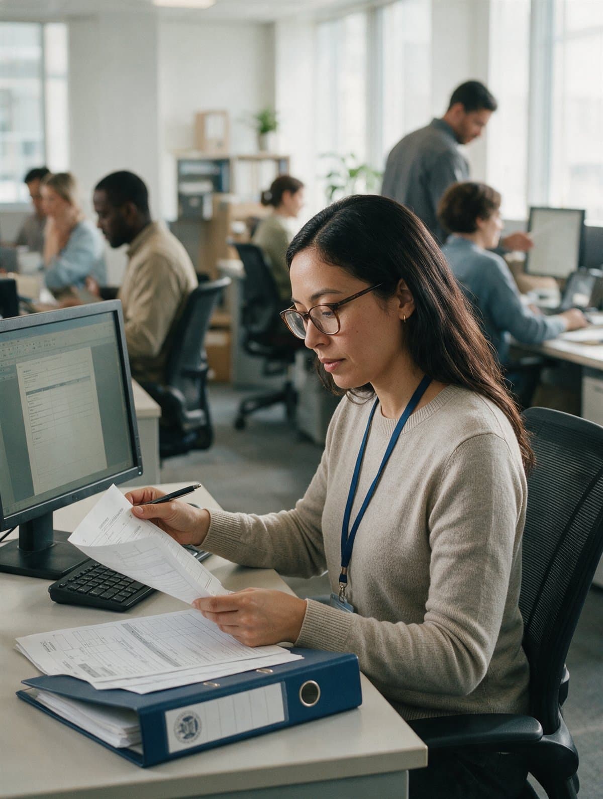A program support specialist preparing a report