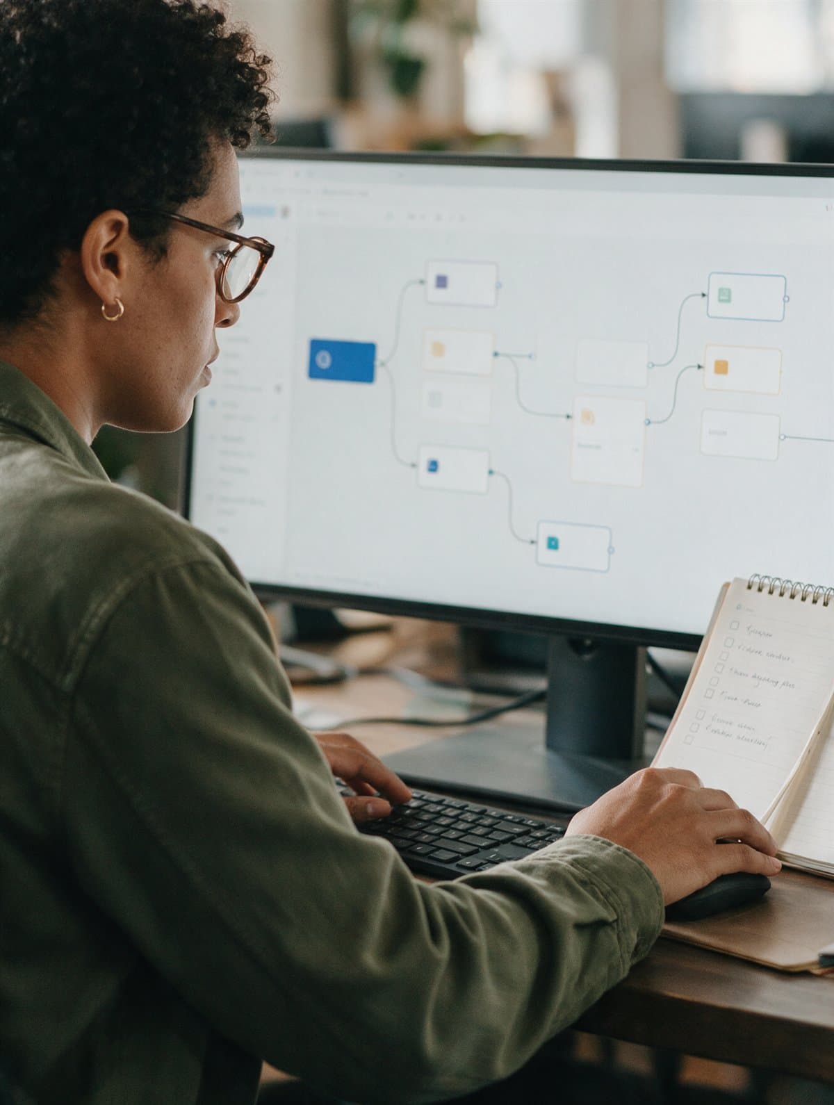 A marketing operations specialist mapping an automation workflow
